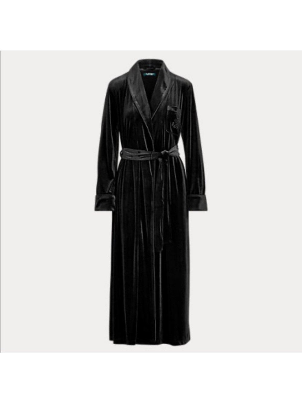 NWOT Lauren Ralph Lauren Luxury WMN XL Black Velvet Shawl-Collar Robe Tie Belt